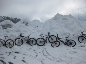 雪と自転車。